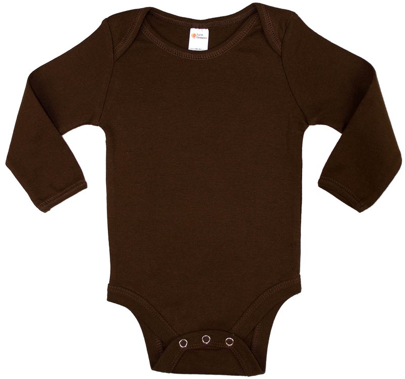 Earth Elements Baby Long Sleeve Bodysuit 0-3 Months Chocolate - Image 1
